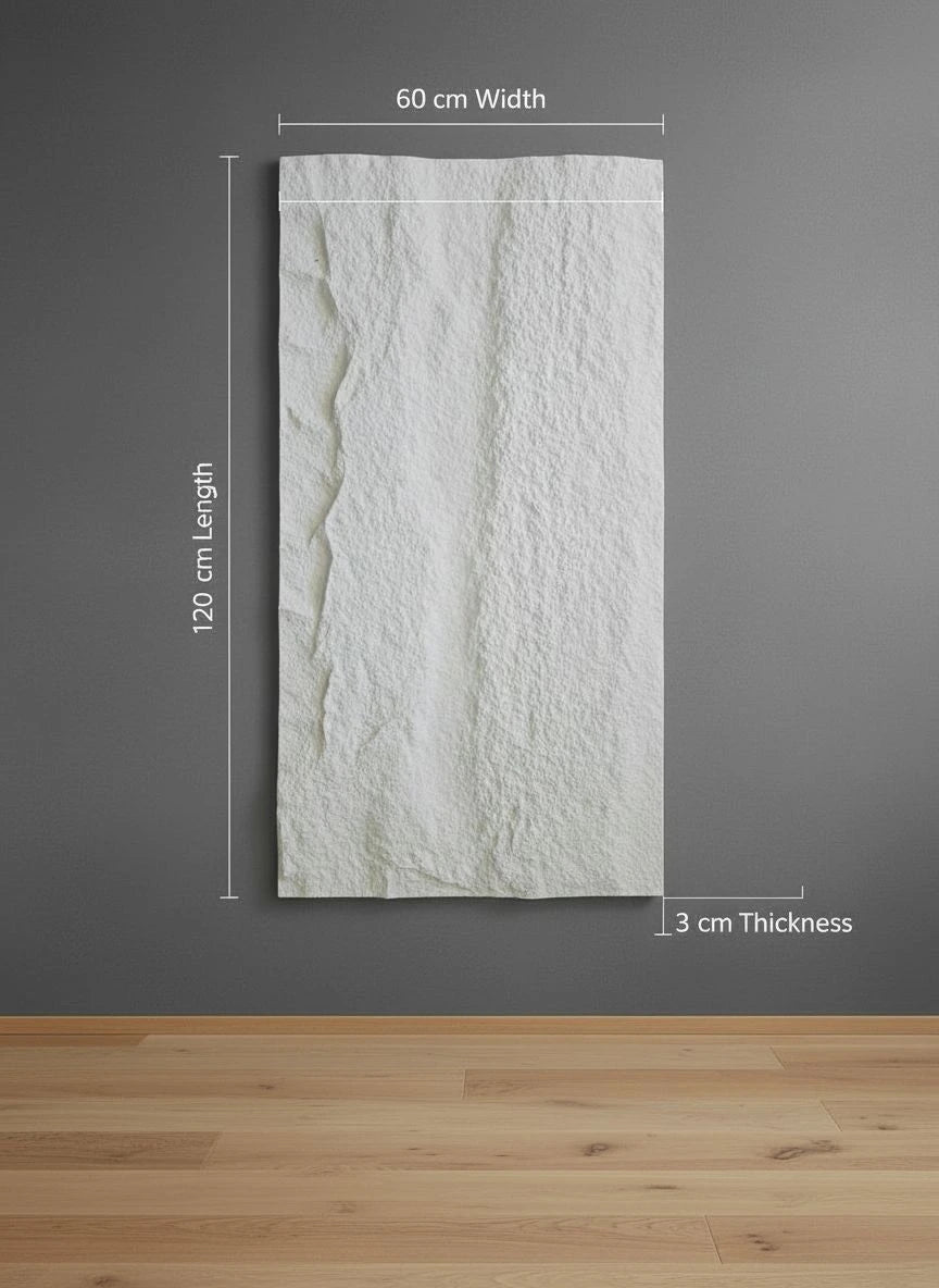 3D Rotswand Wandpaneel Agusta - Wit - Steenstructuur - XL & Mini