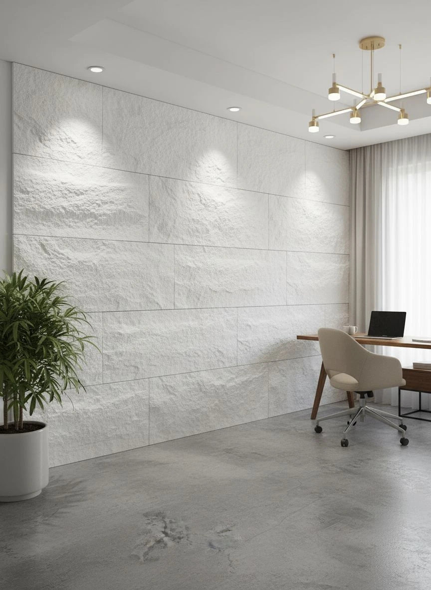 3D Rotswand Wandpaneel Agusta - Wit - Steenstructuur - XL & Mini