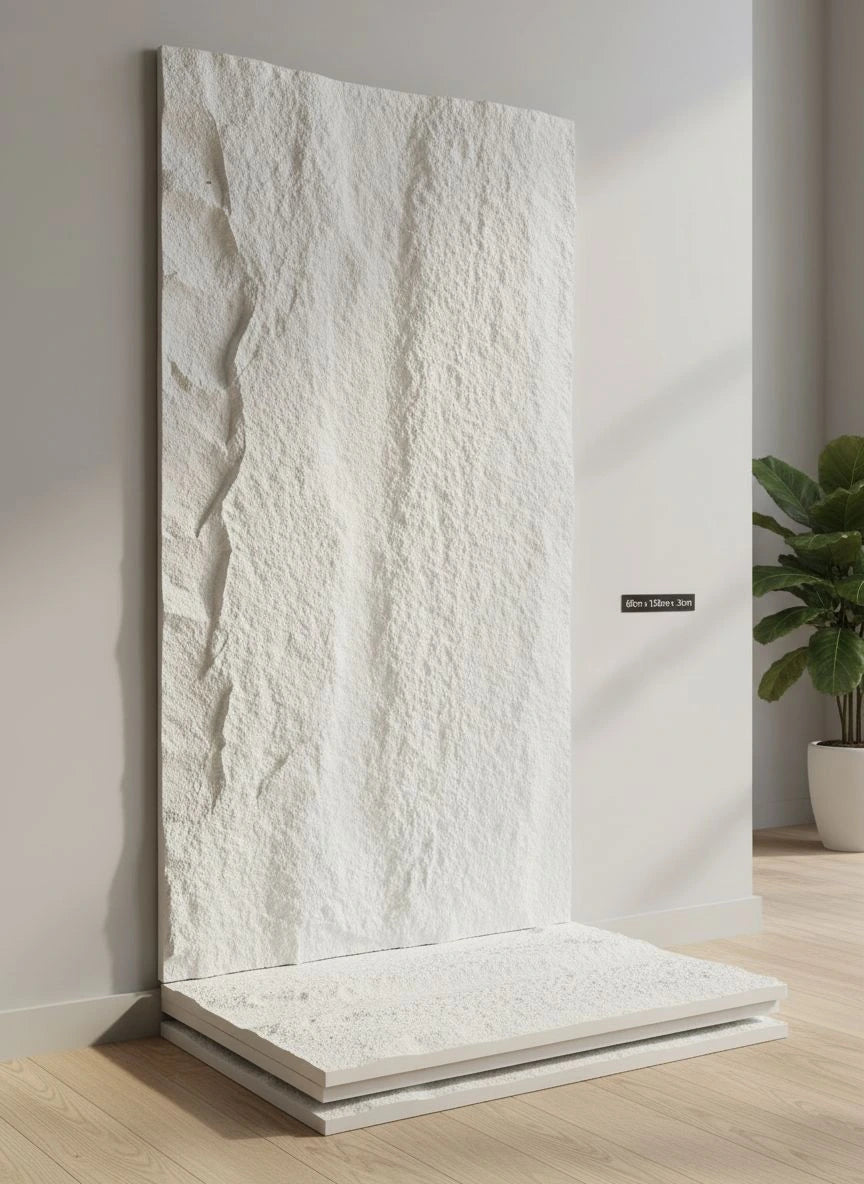 3D Rotswand Wandpaneel Agusta - Wit - Steenstructuur - XL & Mini