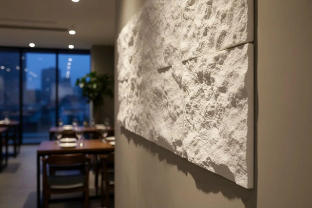 3D Rotswand Wandpaneel Agusta - Wit - Steenstructuur - XL & Mini