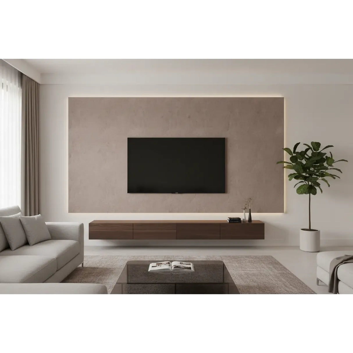 XL suede wandpaneel Deep taupe – luxe wandbekleding 2800x1220x5 mm in neutraal taupe suède voor moderne interieurs
