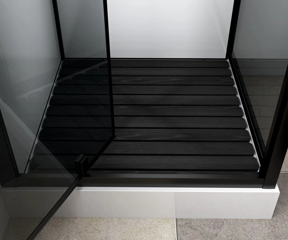 Luxe mat zwarte thermostatische bad- en douchekraan met handdouche en doucheslang