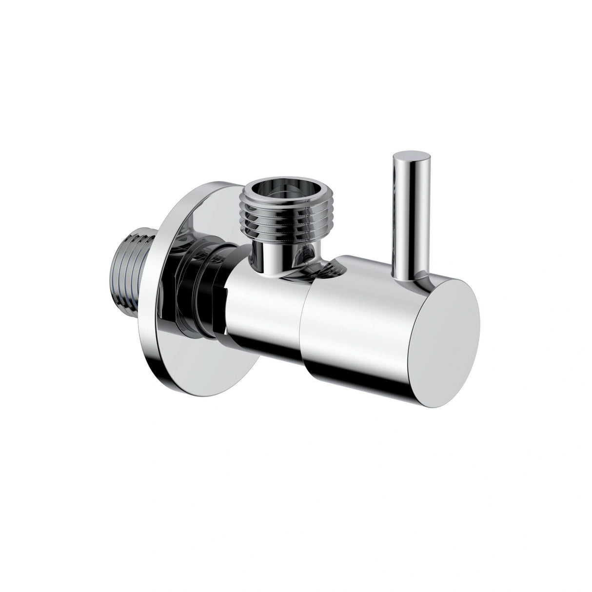 Uniforma hoekstopkraan 1/2 x 3/8 inch in verchroomd messing met glanzende afwerking.