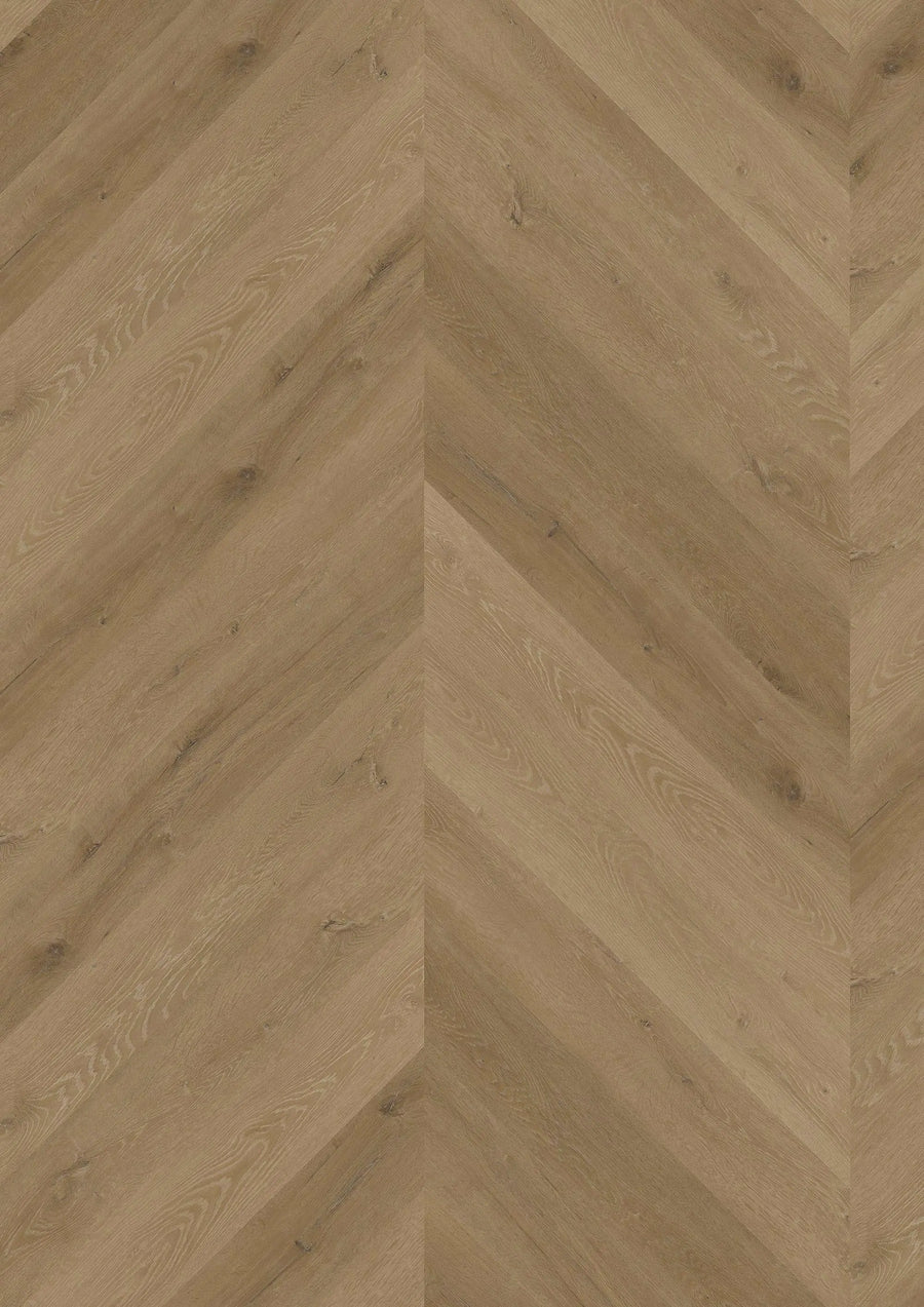 Oneflor Prestige Oak Light Amber plak PVC stroken in Hongaarse punt legpatroon