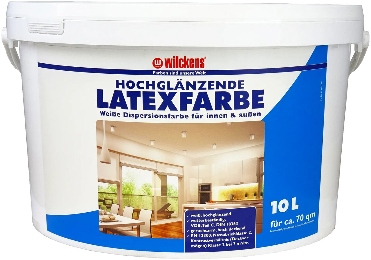 Wilckens Latex Paint High Gloss White - Indoor and Outdoor 10L