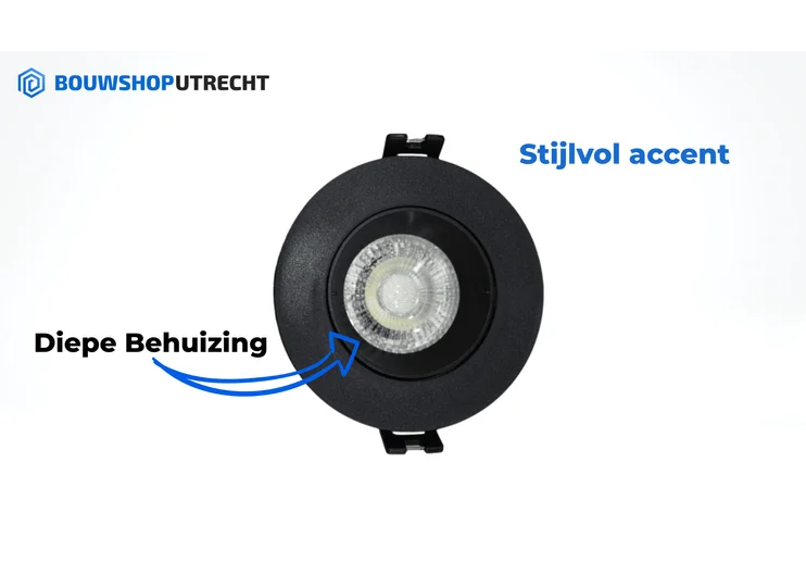 Bouwshop Utrecht - Dimmable Recessed Spotlight White - Tiltable - bulb of your choice - Black