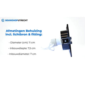 Bouwshop Utrecht - Dimmable recessed spotlight - Tiltable - Bulb of your choice - Black