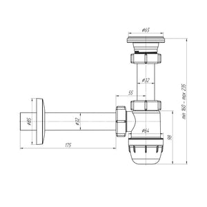 Beker Sifon met Crepine Ø32mm – Wit Kunststof