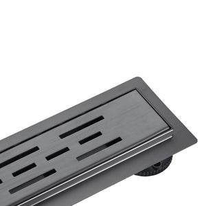 Aloni inbouw douchegoot van RVS in modern geborsteld gunmetal met duurzame PVD-oppervlaktebescherming.