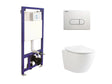 Complete Aloni toiletset met keramische Ophang WC Wit, randloos design en wit Aloni bedieningspaneel.