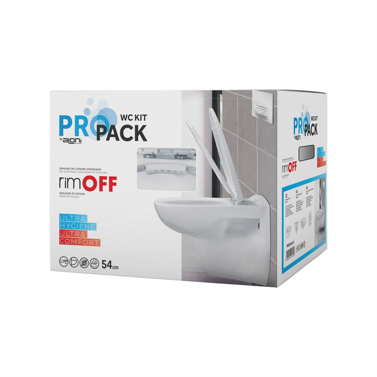 Comfort Line - Corto Wall-mounted toilet Combipack without flushing rim - White