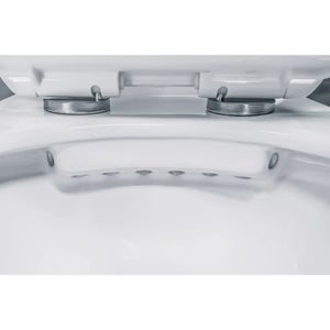 Complete toiletset bestaande uit TECEprofil inbouwreservoir en Aloni Pro randloos hangtoilet met wit bedieningspaneel.