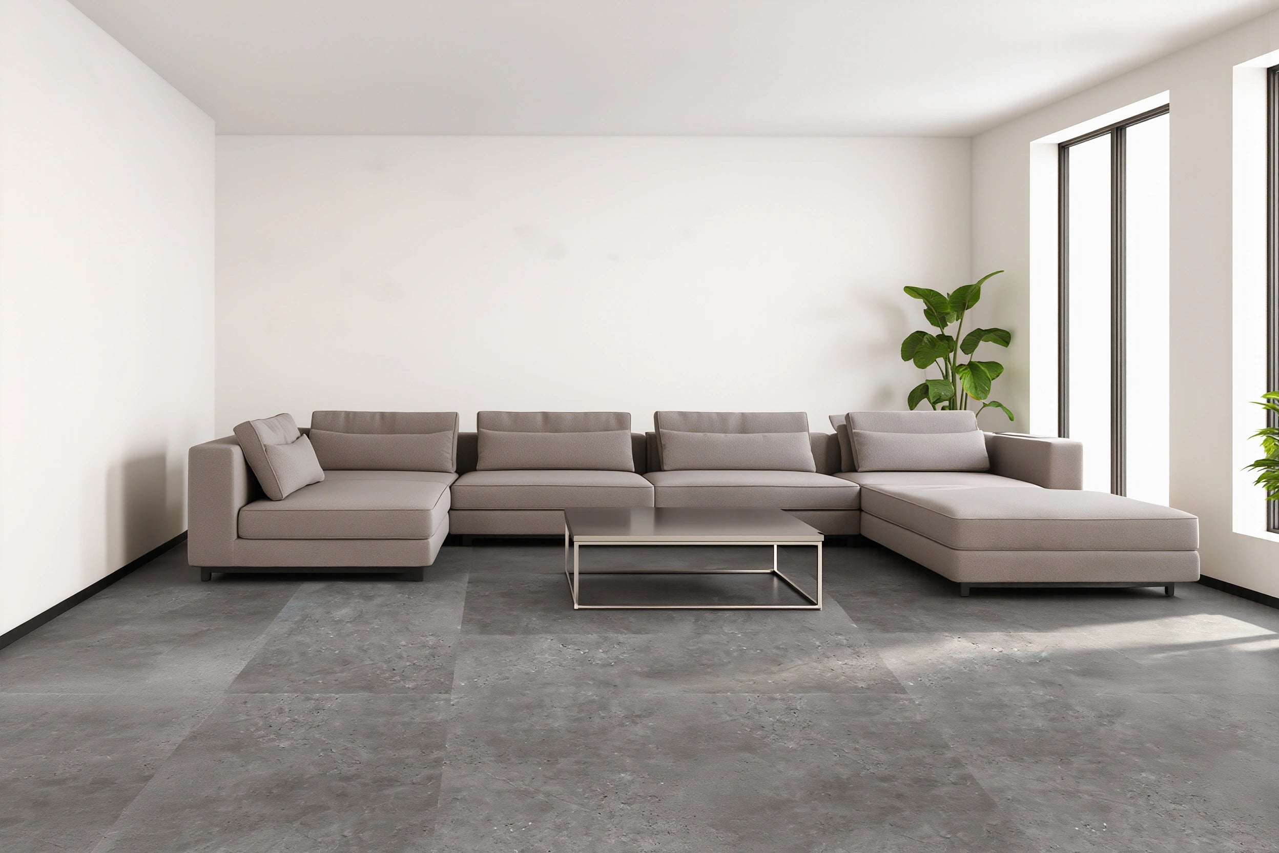 Beautifloor klik-vinyl vloer met realistische tegelstructuur en Uniclic verbinding.