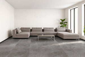 Beautifloor klik-vinyl vloer met realistische tegelstructuur en Uniclic verbinding.