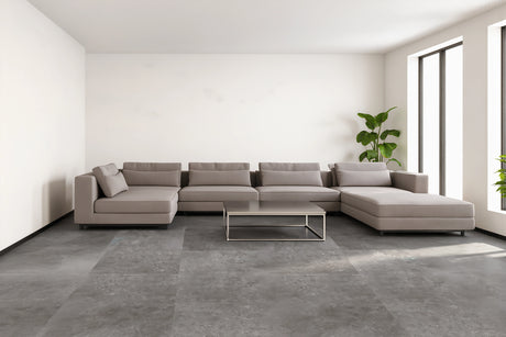 Beautifloor klik-vinyl vloer met realistische tegelstructuur en Uniclic verbinding.