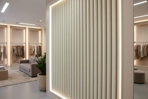 Akupanel - Wildlederfilz Wandpaneel - 260x60 cm - Dreiseitig bearbeitet - Beige/Taupe