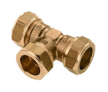 Bonfix T-koppeling 12mm knel, uitgevoerd in hoogwaardig messing.