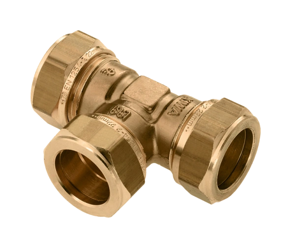Bonfix T-koppeling 12mm knel, uitgevoerd in hoogwaardig messing.