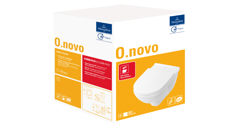 Villeroy & Boch O.novo - combi-pack met wandcloset en zitting diepspoel