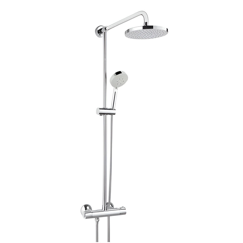 Comfort Line Lola Shower System – Thermostatic, Chrome, Wall Mounted, Rain Shower &amp; Hand Shower – Brass