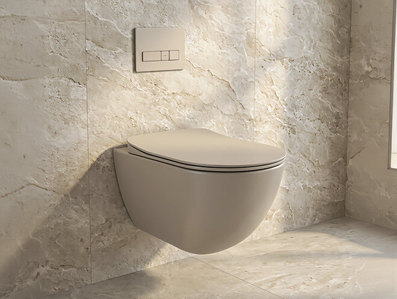 Creavit Free randloos wandcloset in de kleur mat cappuccino, modern design zonder spoelrand.