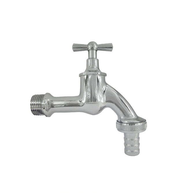 Glanzend verchroomde dubbeldienstkraan 356 1/2" voor badkamer of keuken.