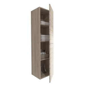 Elite Hochschrank 135 cm – Helles Holz mit Horizontalrelief