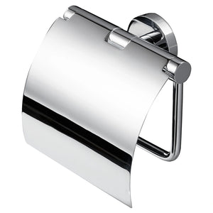 Complete Geesa Nemox toiletset in glanzend chroom, bestaande uit closetrolhouder, toiletborstel en haak.