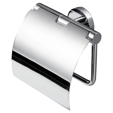 Complete Geesa Nemox toiletset in glanzend chroom, bestaande uit closetrolhouder, toiletborstel en haak.