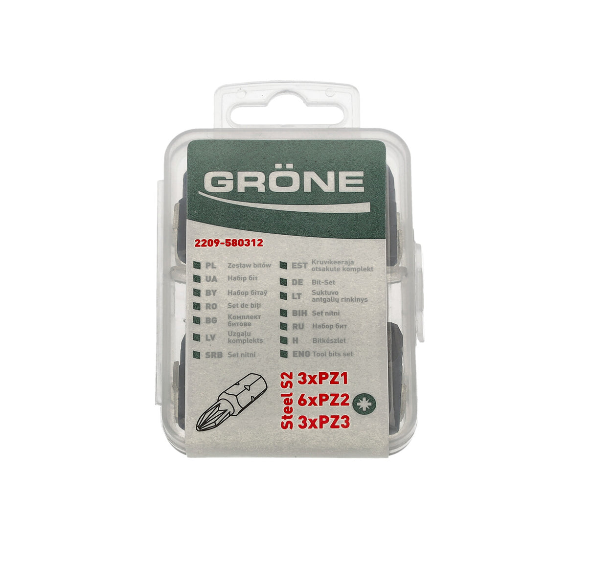 Gröne Bitset – 12-delig – PH1, PH2 & PH3 (25mm)