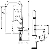 Hansgrohe Focus Waschtischmischer 240 - Schwenkauslauf 120° ohne Ablaufgarnitur, Chrom