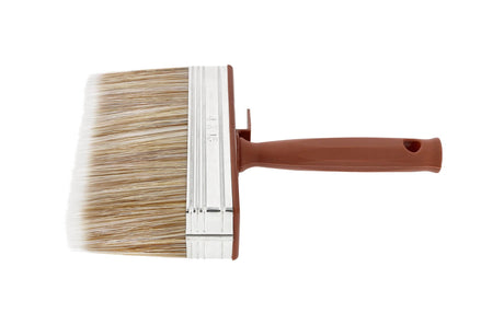 Hardy Wood blokkwast met PVC-handgreep en mix-haren voor het beitsen van schuttingen en vlonders.