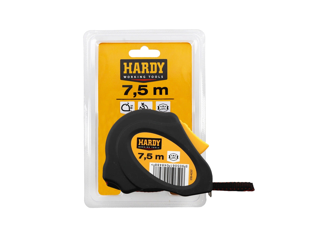 Hardy Rolmaat 44 - Professioneel Meetlint - 7,5 Meter - Autolock (Automatische Blokkeerfunctie) - 25mm Breed - Ergonomisch
