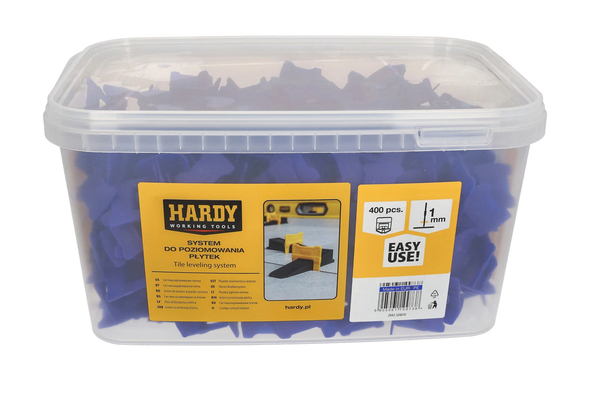 Hardy - Fliesen-Nivelliersystem 2 mm – 300 Clips + 100 Klines im Eimer