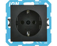 ION INDUSTRIES 1-voudig inbouw stopcontact mat zwart met randaarde en aanraakbeveiliging V1-J1 serie - Bouwshop Utrecht