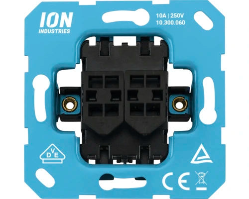 ION INDUSTRIES inbouw basiselement serieschakelaar impulsschakelaar blauw mechanisme V1-J1 serie - Bouwshop Utrecht