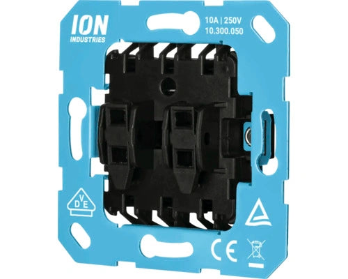ION INDUSTRIES inbouw basiselement wissel-wisselschakelaar dubbel mechanisme V1-J1 serie blauw - Bouwshop Utrecht