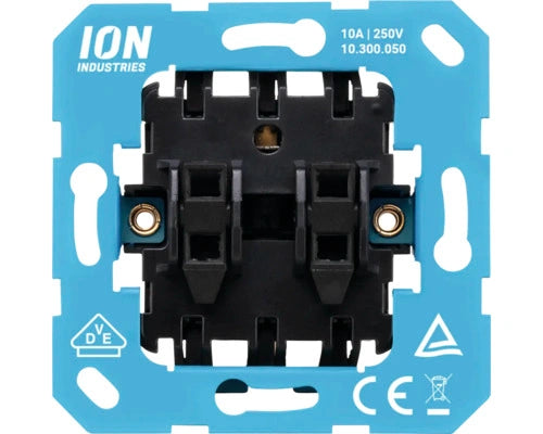 ION INDUSTRIES inbouw basiselement wissel-wisselschakelaar dubbel mechanisme V1-J1 serie blauw - Bouwshop Utrecht