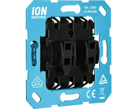 ION INDUSTRIES inbouw basiselement wissel-wisselschakelaar dubbel mechanisme V1-J1 serie blauw - Bouwshop Utrecht