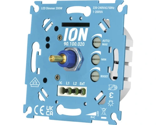ION INDUSTRIES universele LED dimmer inbouw 0.3-200 Watt fase-afsnijding RC inclusief adapterset - Bouwshop Utrecht