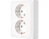 ION INDUSTRIES 2-voudig stopcontact half opbouw alpin wit glanzend met randaarde horizontale montage RAL 9016 - Bouwshop Utrecht