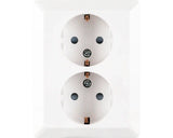 ION INDUSTRIES 2-voudig stopcontact half opbouw alpin wit glanzend met randaarde horizontale montage RAL 9016 - Bouwshop Utrecht