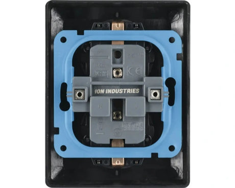 ION INDUSTRIES 2-voudig stopcontact half opbouw mat zwart met randaarde horizontale montage - Bouwshop Utrecht