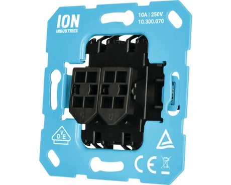 ION INDUSTRIES inbouw basiselement pulsdrukker en wisselschakelaar mechanisme V1-J1 serie blauw - Bouwshop Utrecht