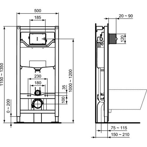 Ideal Standard - Prosys 120M - Inbouwreservoir met SmartValve en Frontbediening