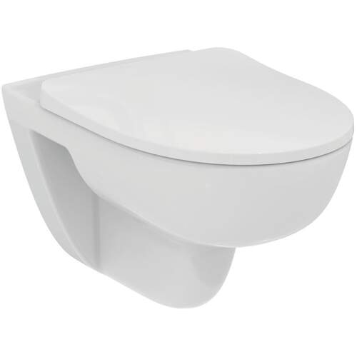 Ideal Standard - D-shaped Wall-mounted Toilet - without Flushing Rim with Soft Seat 