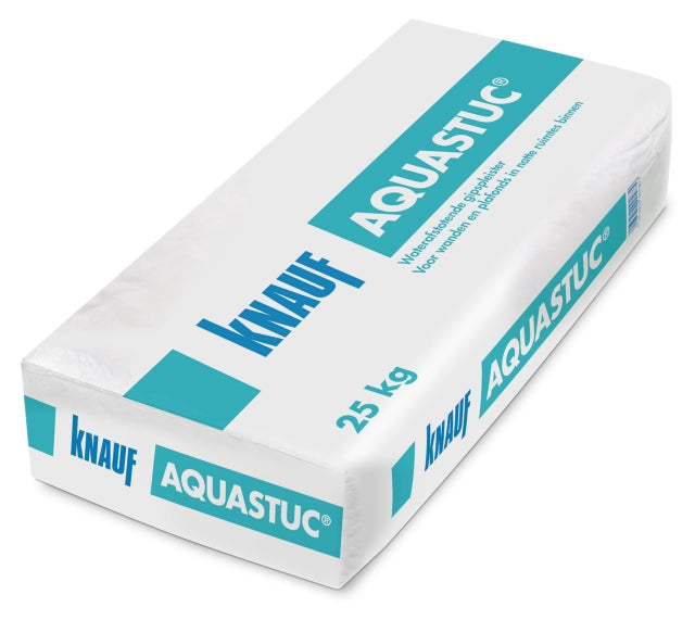 AquaStuc gipspleister is beter bestand tegen spatwater dan een standaard gipspleister.