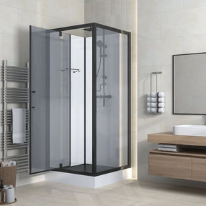 Marani Complete Douchecabine - 90x225x90 cm - Mat Zwart & Rookglas