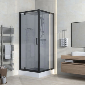 Marani Complete Douchecabine - 90x225x90 cm - Mat Zwart & Rookglas