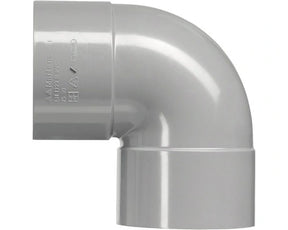 Grijze MARTENS PVC bocht 87 graden met aan beide zijden een lijmmof, diameter 110 mm.